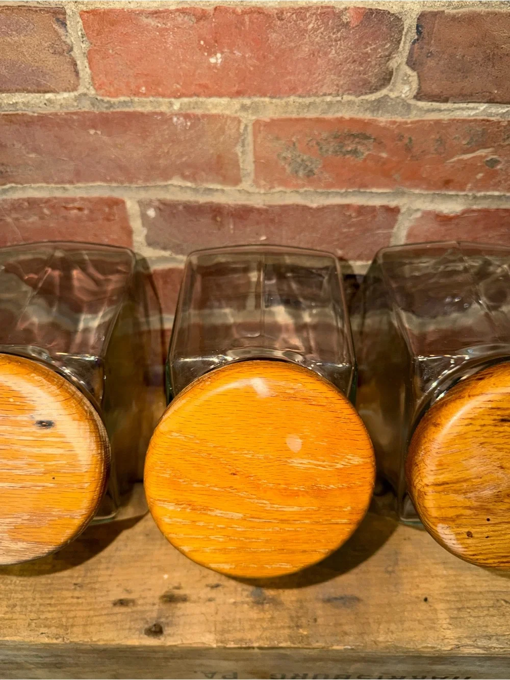 Set of 4 Kitchen Glass Storage Jars with Wood Lids Seal Baking Ingredients